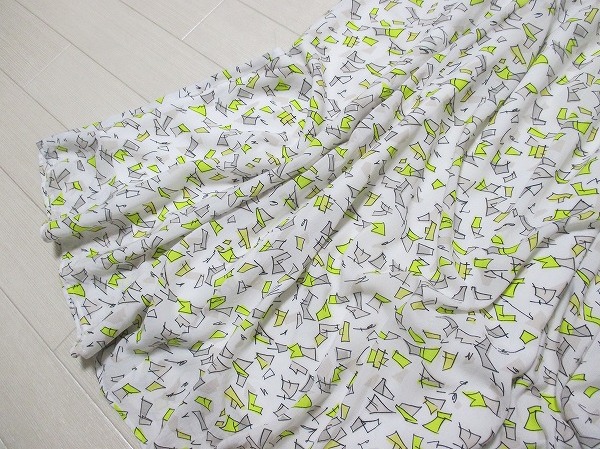 組曲*KUMIKYOKU　プリントギャザーイージーフレアースカート　サイズ1　ウエストゴム/レーヨン