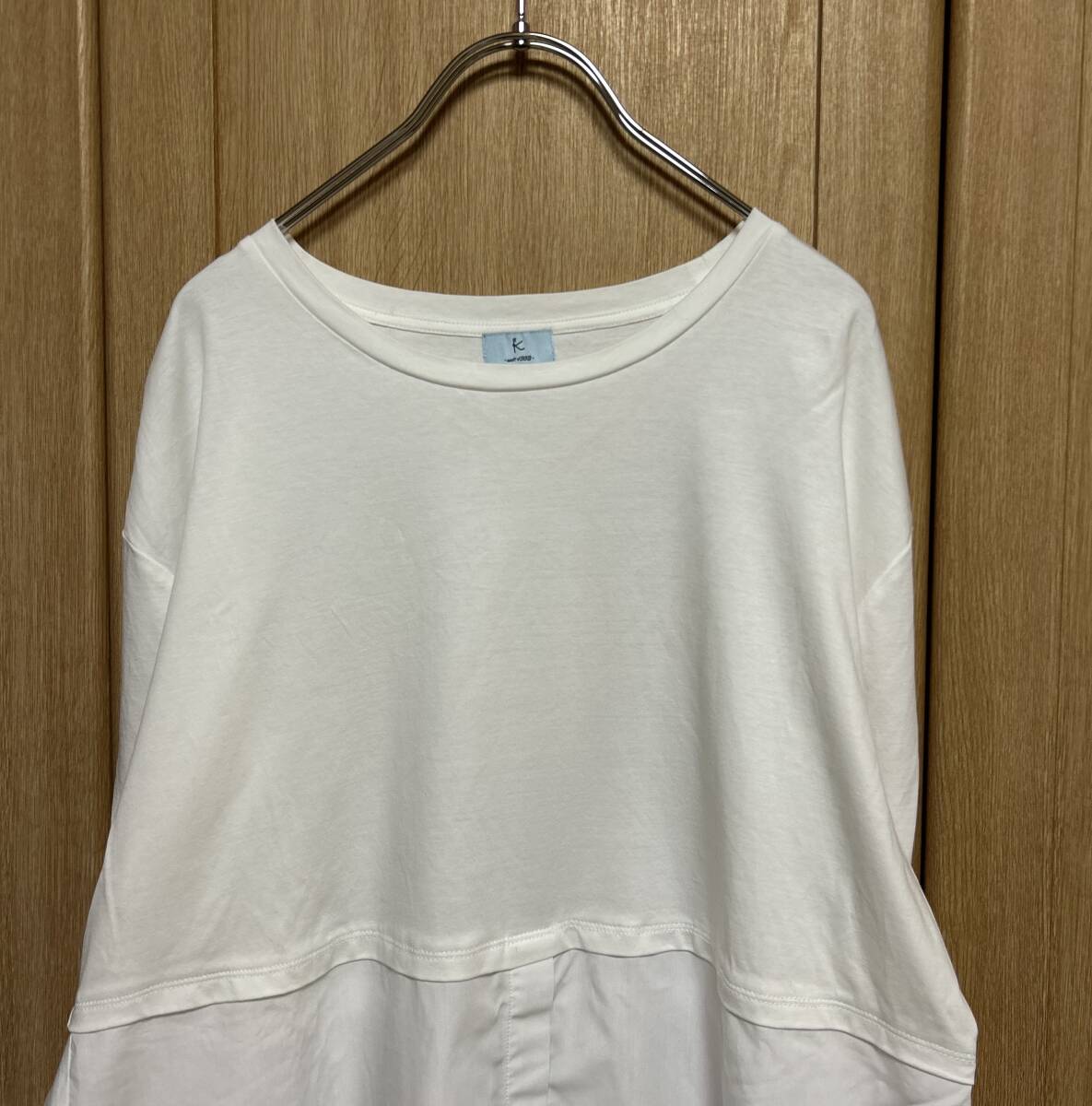 新品タグ付■ オンワード / ONWARD / 組曲L/ KUMIKYOKU / 大きいサイズ /ロングスリーブ カットソー切替長袖トップス■ 5（XL）白