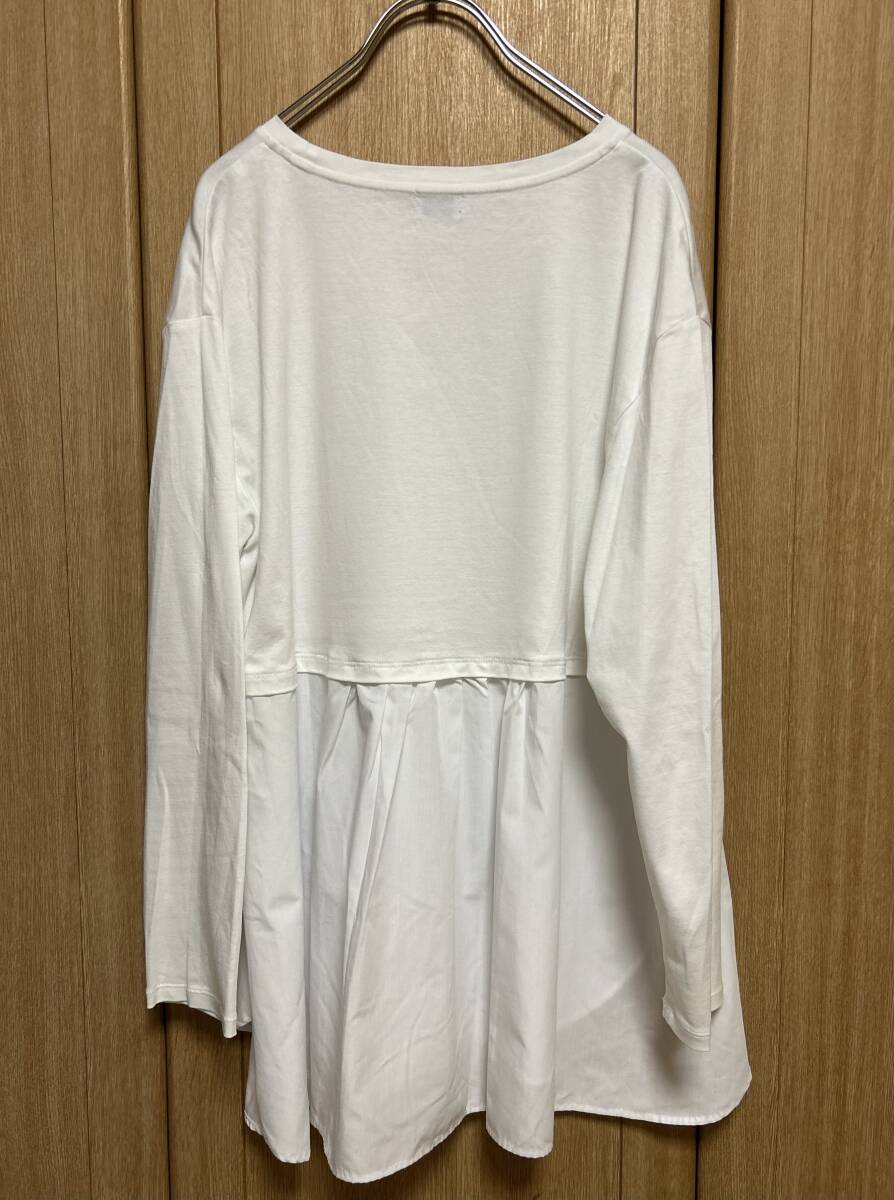 新品タグ付■ オンワード / ONWARD / 組曲L/ KUMIKYOKU / 大きいサイズ /ロングスリーブ カットソー切替長袖トップス■ 5（XL）白