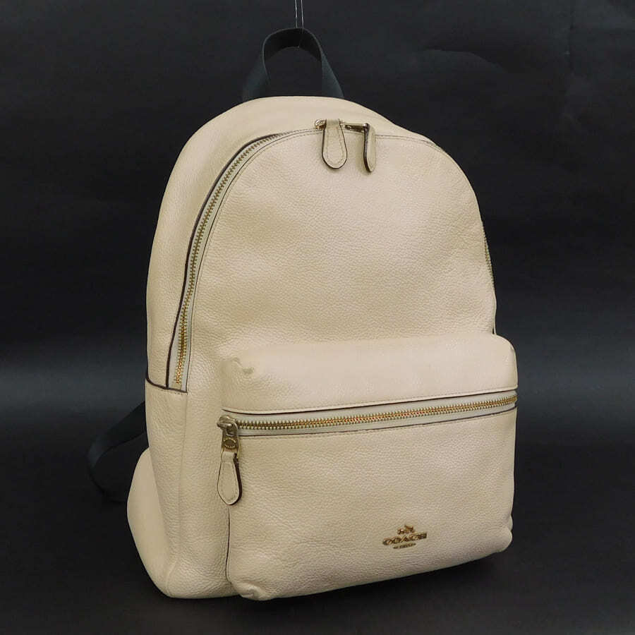 1円■極美品 コーチ リュック レザー F38288 ホワイト系 お出かけ 普段使い レディース COACH ■E.Bep.zE-01