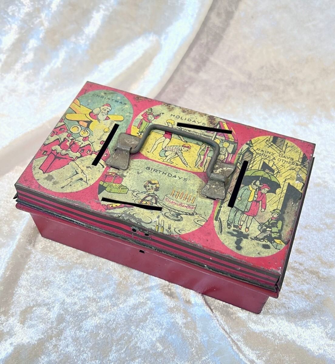 [ смешанные товары * игрушка ] жестяная пластина. копилка жестяная пластина жестяная банка держать рука имеется Англия ключ. нет для дисплея товар интерьер сопутствующие товары антиквариат товар античный 