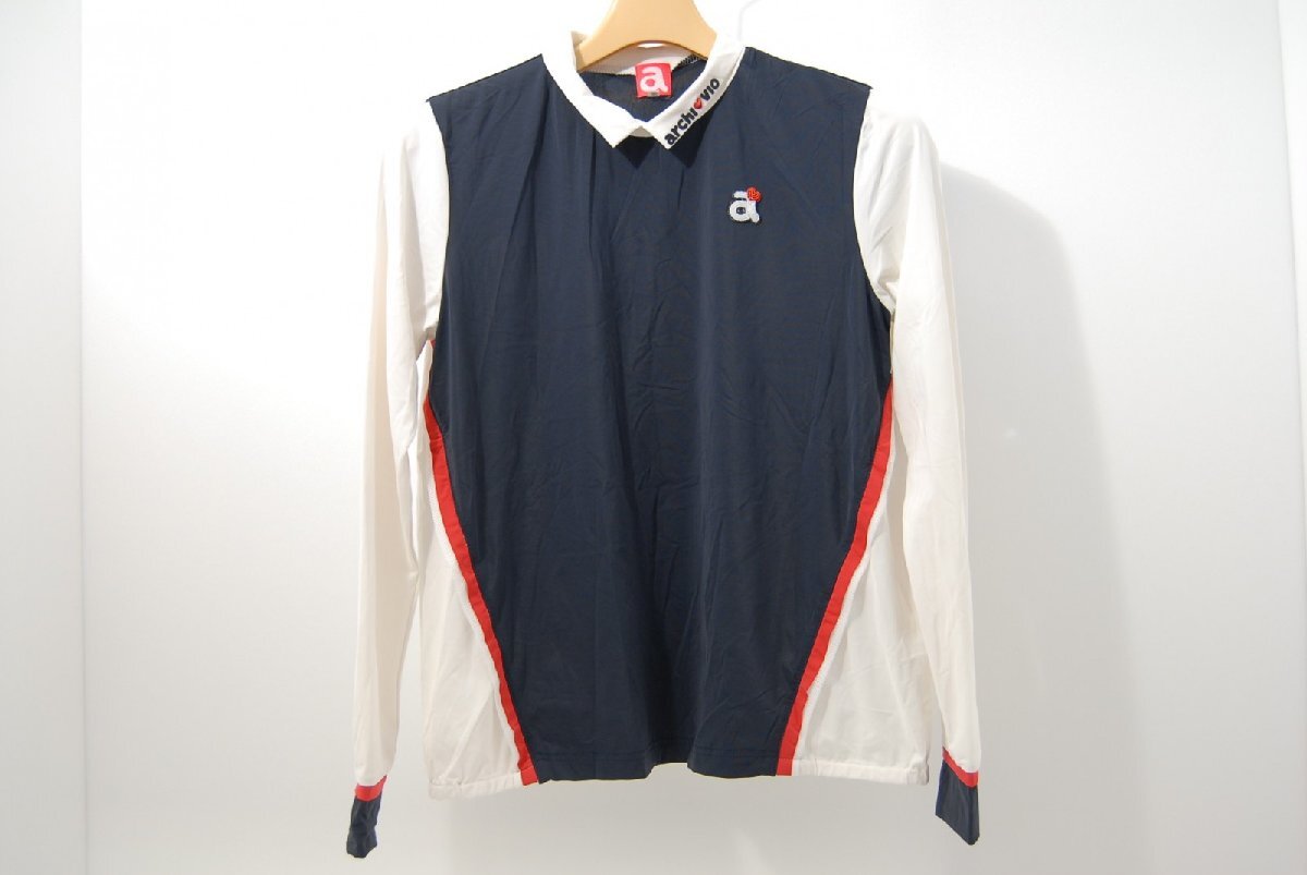 coco 中古【SALE】アルチビオ archivio レディース 長袖シャツ 36(S) 紺×白 襟付き ストレッチ 薄手 レターパックプラス発送可 56784_画像1