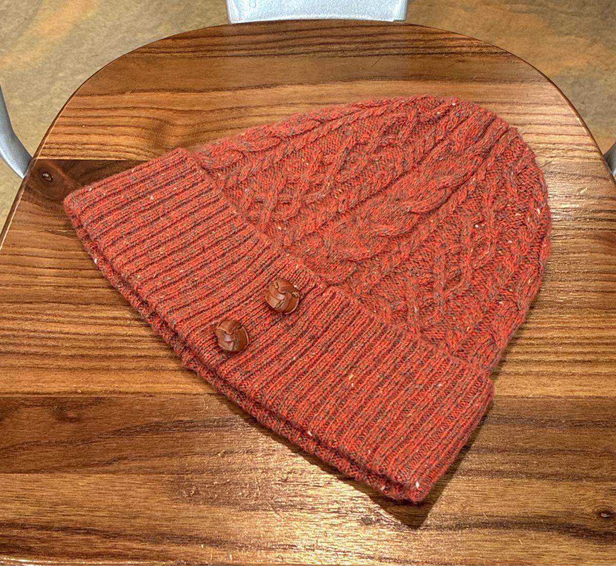  хорошая вещь |Paul Stuart| мяч Stuart вязаная шапка шерсть 100% оттенок красного размер 56.5~60.