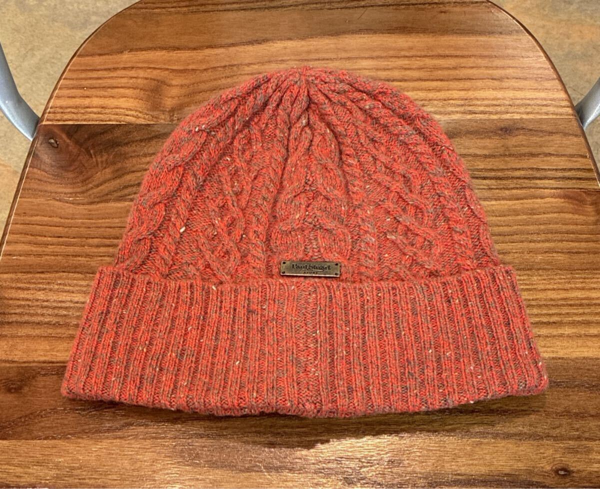  хорошая вещь |Paul Stuart| мяч Stuart вязаная шапка шерсть 100% оттенок красного размер 56.5~60.