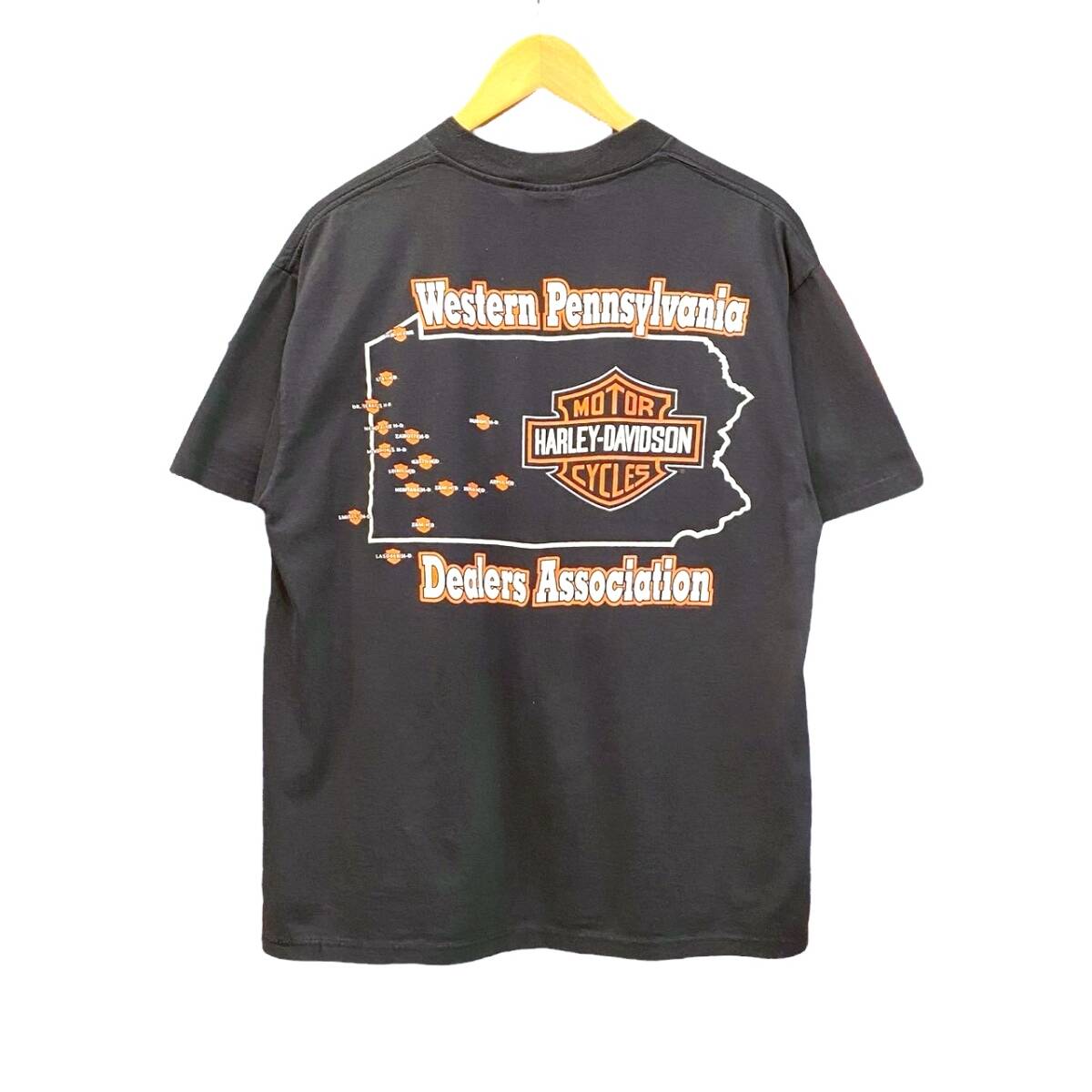 HARLEY-DAVIDSON 90'sTシャツ ブラック ヴィンテージ L 90s ビンテージ ハーレーダビッドソン 両面プリント Tシャツ L