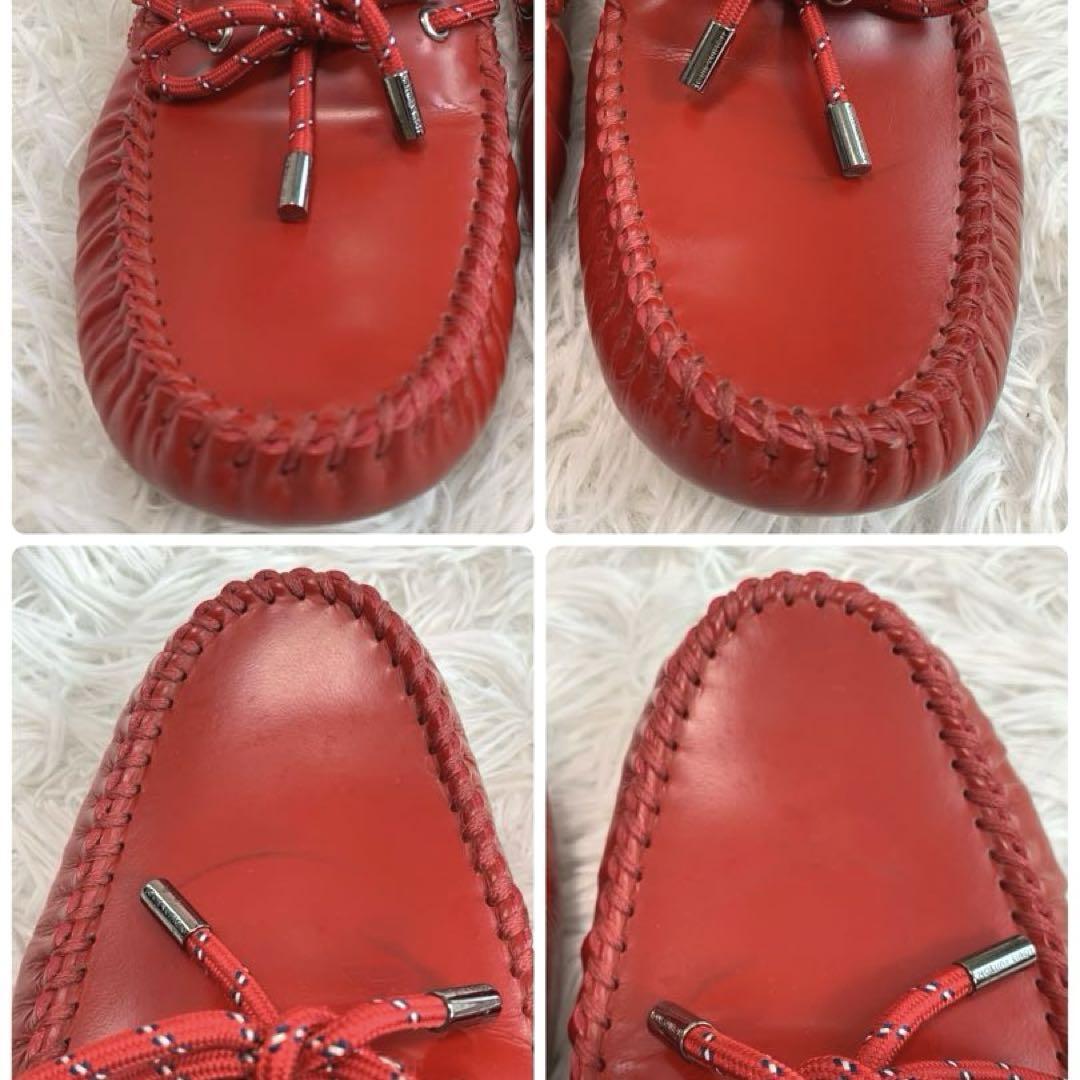 LOUIS VUITTON【レザー/エンボス:ロゴ型押し◆ドライビングシューズ】26.5㎝ 紐 編み込み モカシン ローファー レッド メンズ ルイヴィトン_画像5