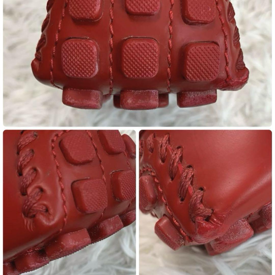 LOUIS VUITTON【レザー/エンボス:ロゴ型押し◆ドライビングシューズ】26.5㎝ 紐 編み込み モカシン ローファー レッド メンズ ルイヴィトン_画像9