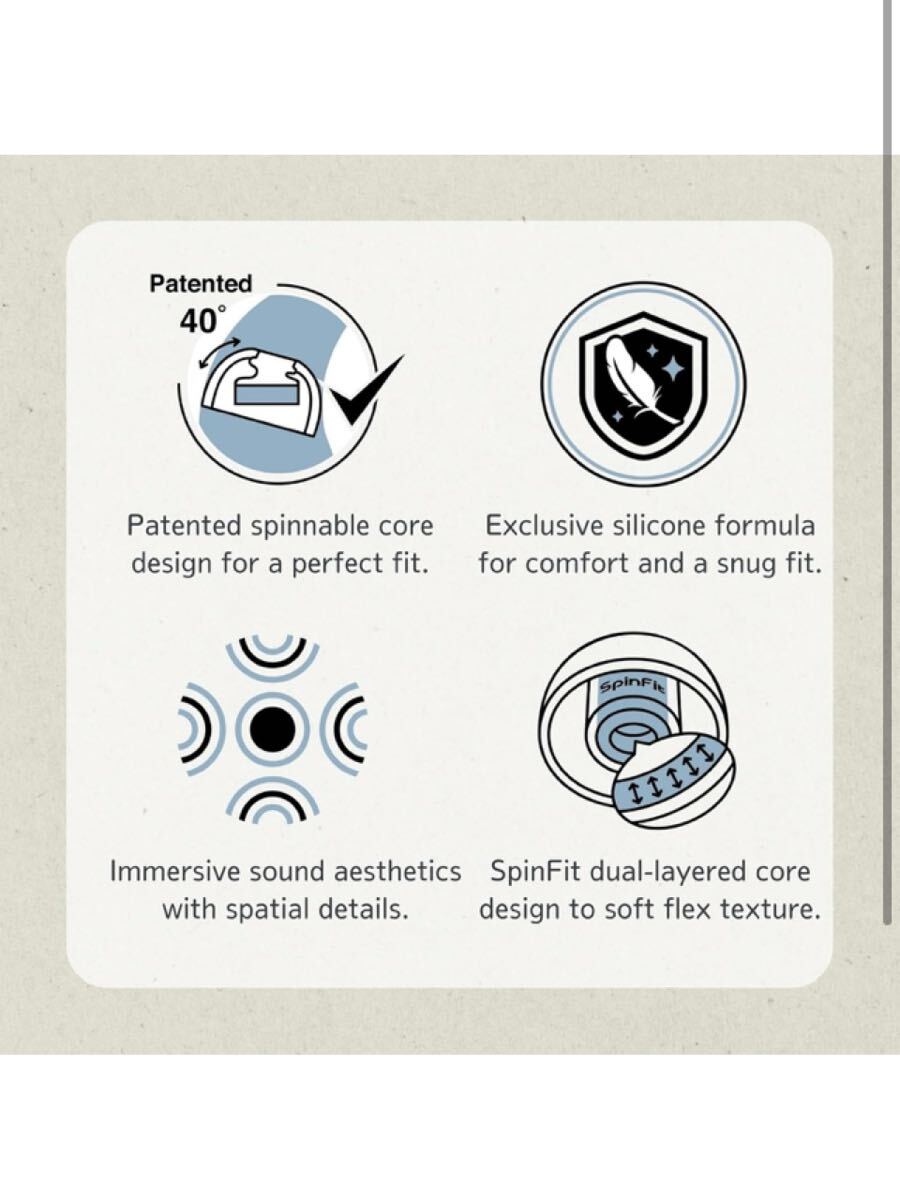 【未開封】SpinFit スピンフィット ★Omni 完全ワイヤレスイヤホン&有線イヤホン向けイヤーピース 最高級シリコン素材採用 (Mサイズ1ペア)_画像4