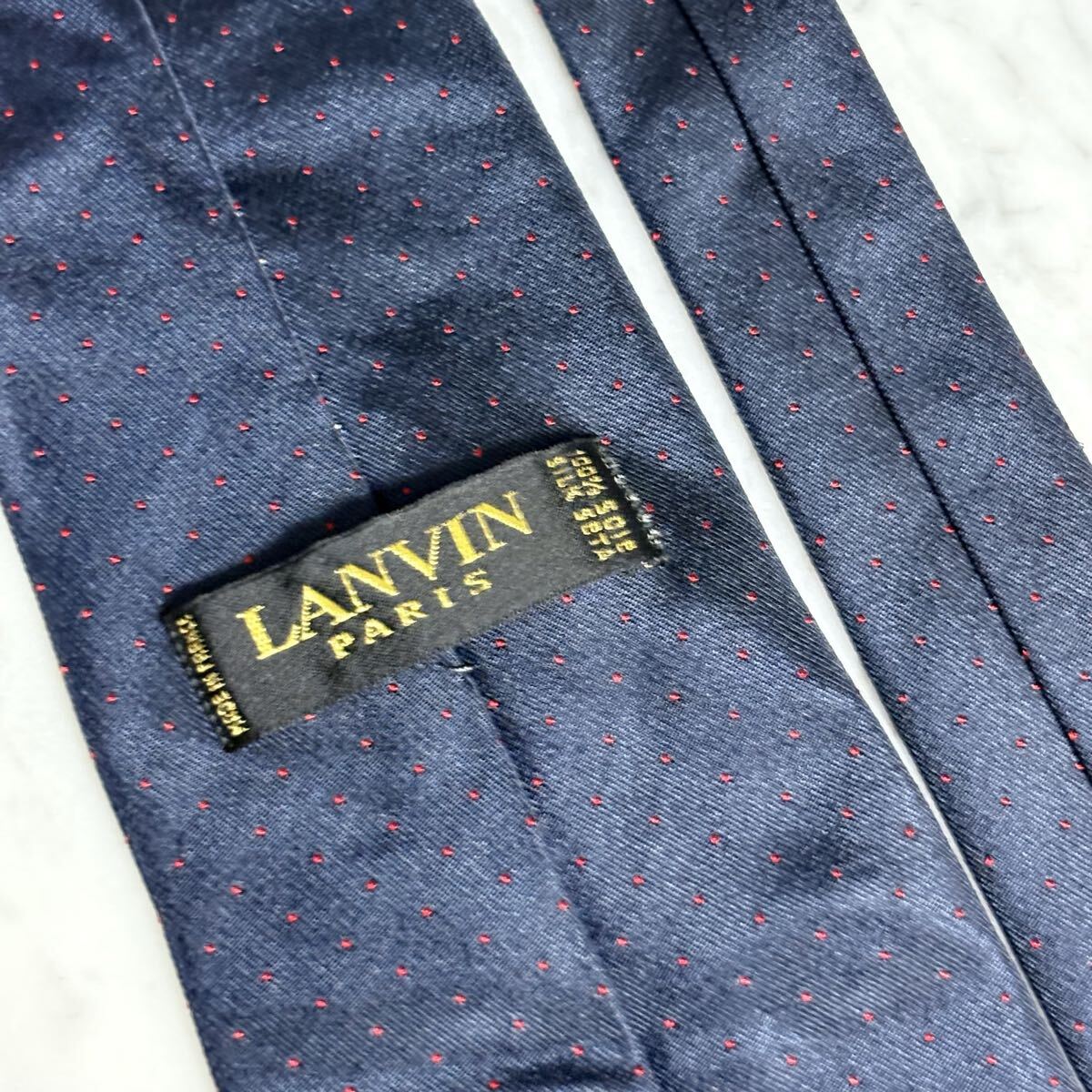 【美品】 999円～ LANVIN ネクタイ ダークネイビー ドット (B14)_画像5