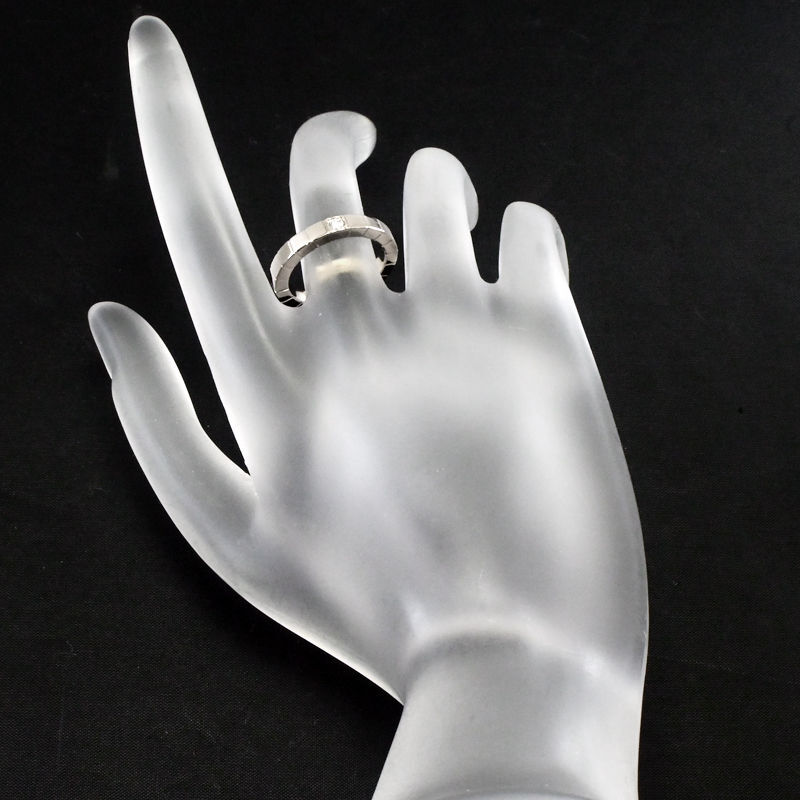 Cartier Lanieres кольцо #49 9 номер K18WG 1 шарик бриллиант геометрический рисунок квадратный 4 квадратная форма белое золото металлы 5.6g б/у бесплатная доставка