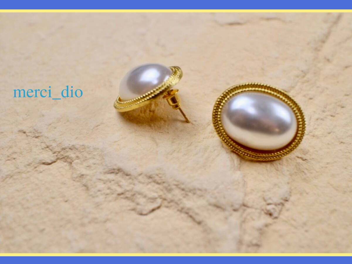 シップス SHIPS ペールトーン ビッグ パール オーバル スタッドピアス ホワイトカラー ゴールドカラー 新品 未使用 トゥモローランド_画像7