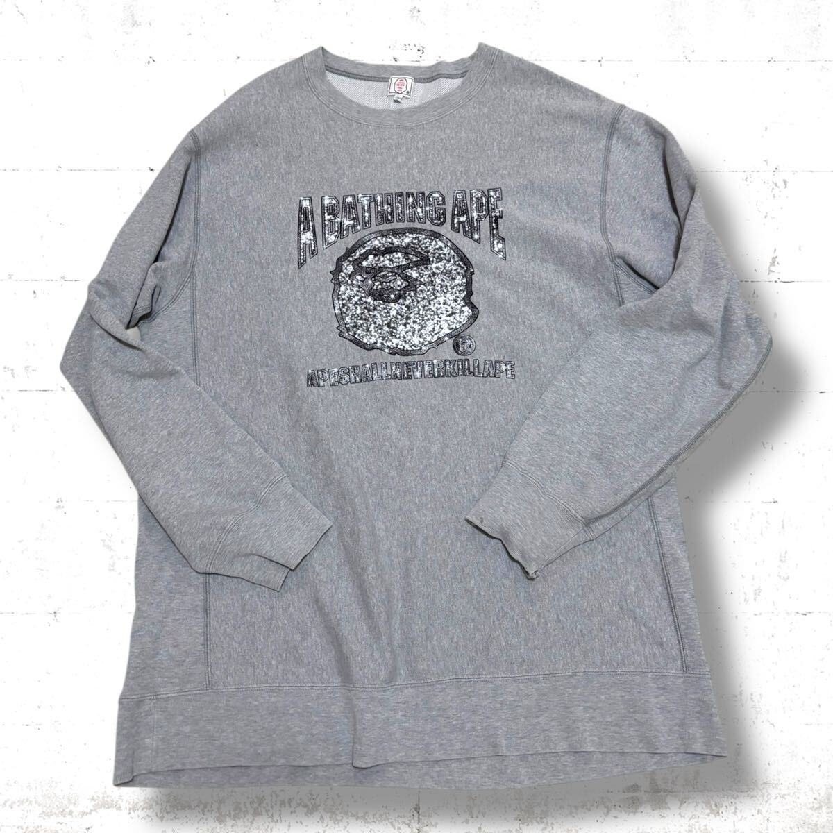 00s希少ABATHINGAPEエイプスウェットトレーナーy2kバイカラー短丈M 超希少 初期タグ A BATHING APE XLサイズ スウェット nigo ア