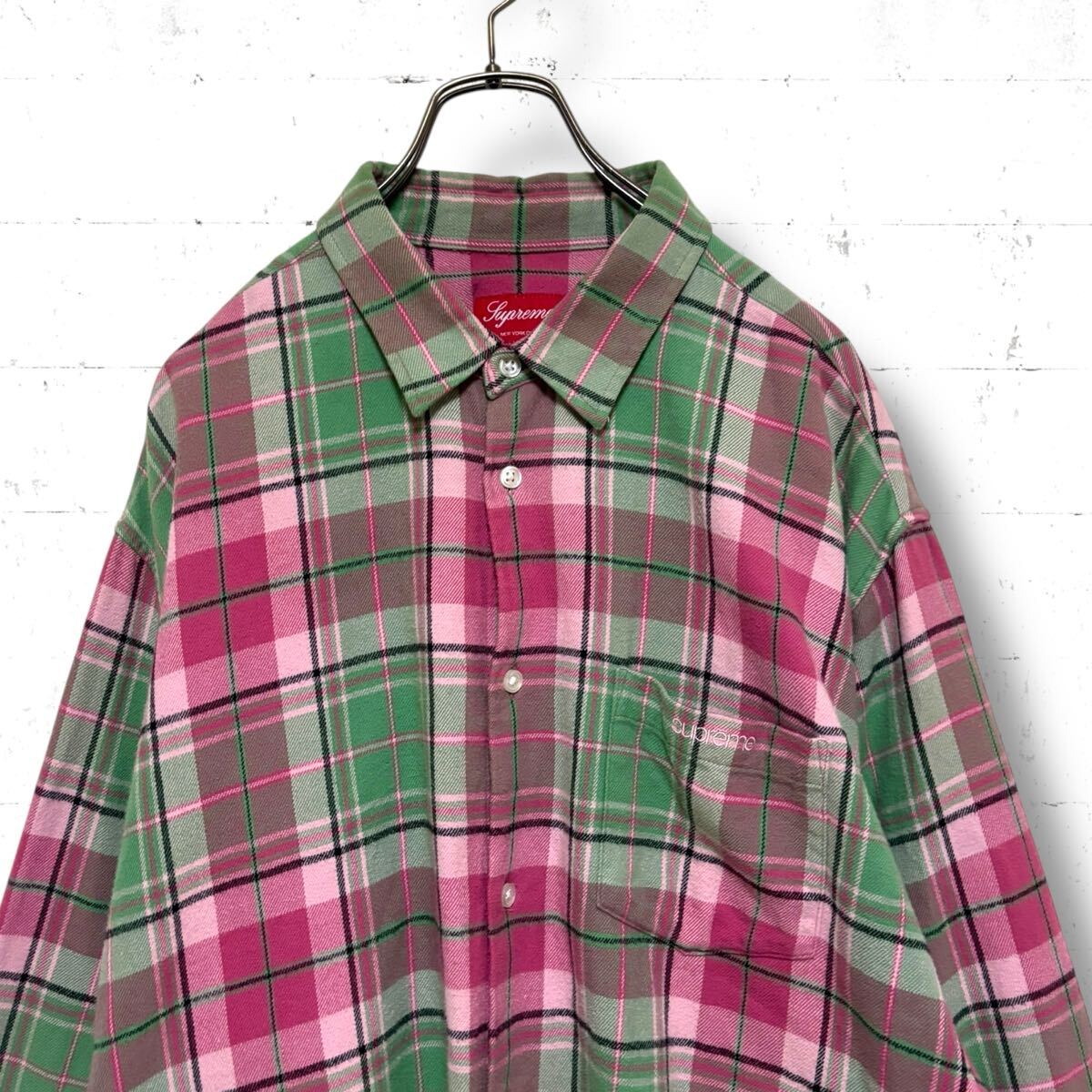 期間限定セール中‼︎Supreme チェックネルシャツ L supreme 長袖 チェック柄 ネルシャツ オーバーサイズ 刺繍ロゴ L