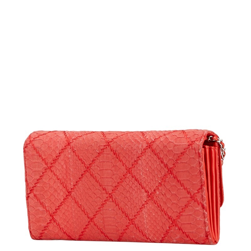 シャネル ココマーク ウルトラステッチ パイソン チェーン ワンショルダーバッグ レッド シルバー レザー レディース CHANEL 【中古】_画像2