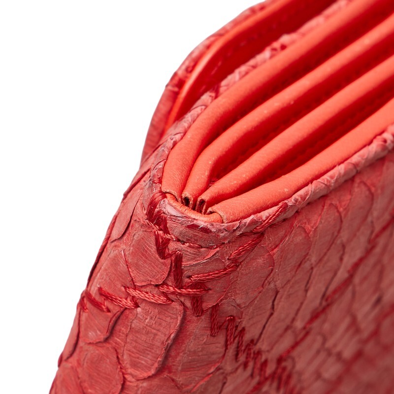 シャネル ココマーク ウルトラステッチ パイソン チェーン ワンショルダーバッグ レッド シルバー レザー レディース CHANEL 【中古】_画像4