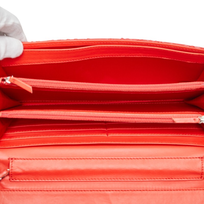 シャネル ココマーク ウルトラステッチ パイソン チェーン ワンショルダーバッグ レッド シルバー レザー レディース CHANEL 【中古】_画像7