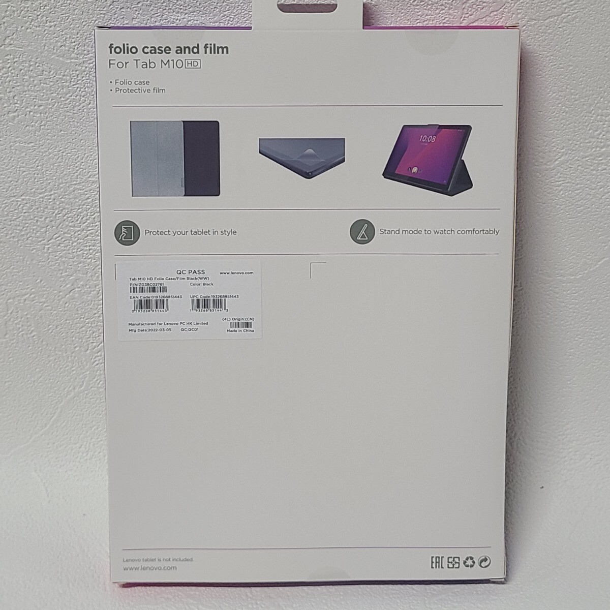 ◆◇即決　未開封　レノボ純正　レノボ　Tab M10 HD用フォリオケース　フィルム付 ZG38C02761 未使用品　2022年　◇◆_画像2
