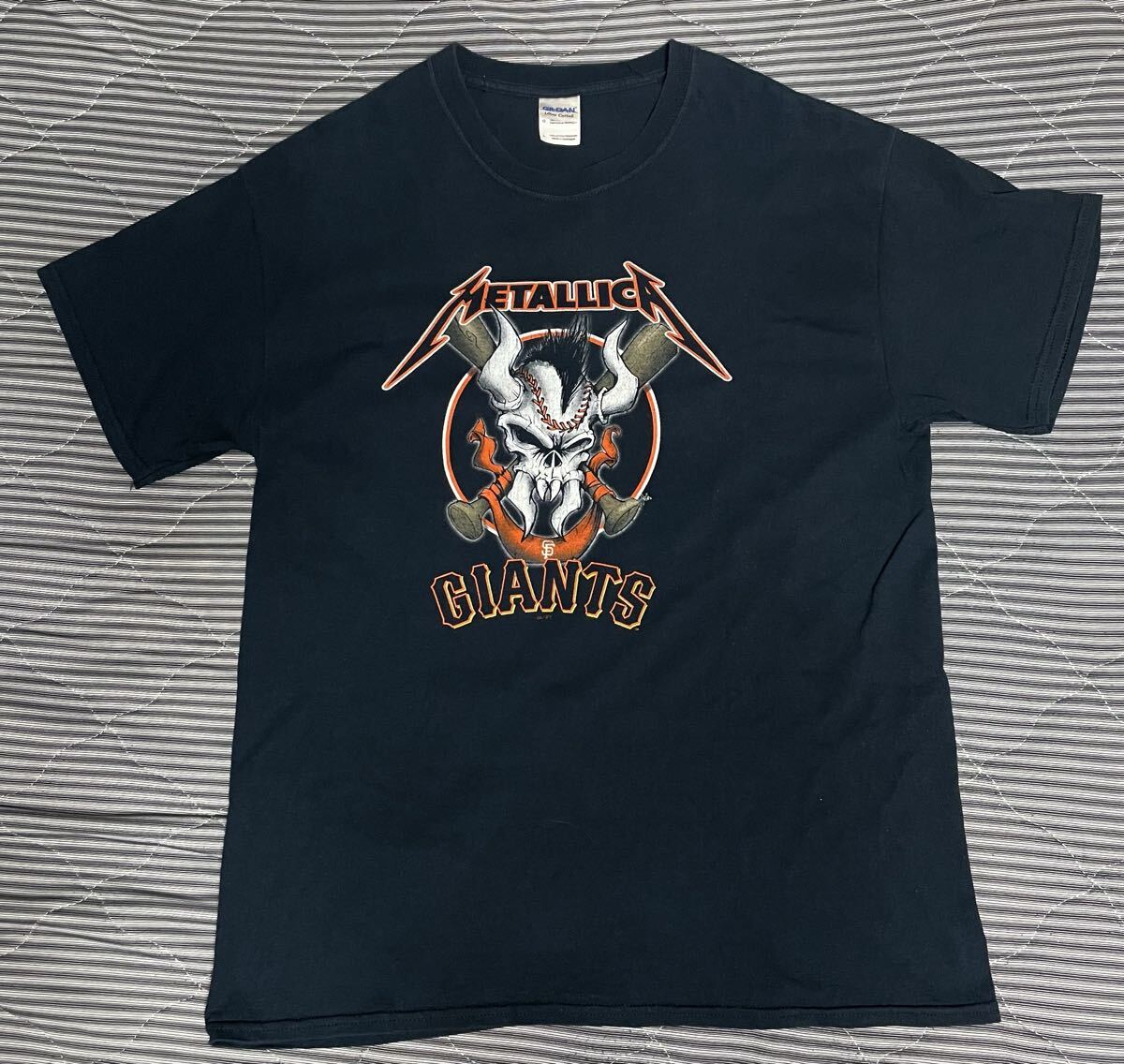 ☆ メタリカ ジャイアンツ コラボ Tシャツ L Metallica giants/ Burrn MLB ブラックサバス オジーオズボーン ガンズアンドローゼズ　/_画像1