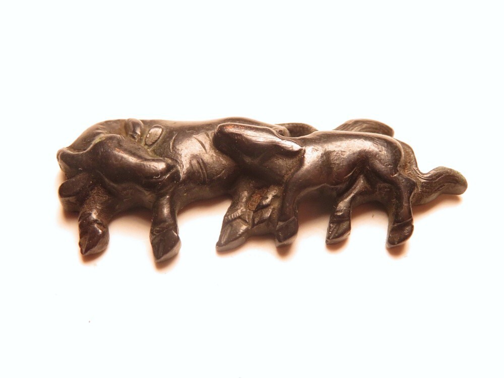 [11201] меч принадлежности Edo ~ Meiji красный медь земля корова металлические принадлежности ( первый товар * покупка товар )