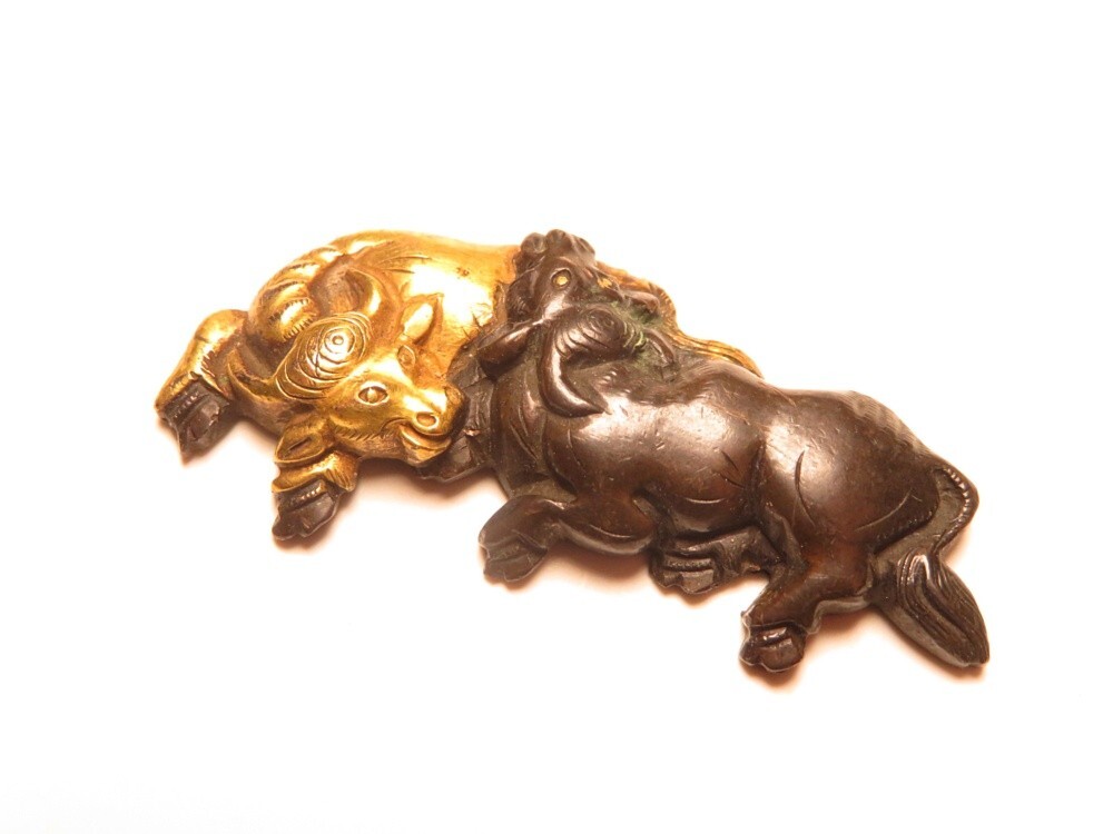 [11218] меч принадлежности Edo ~ Meiji красный медь земля корова глаз .( первый товар * покупка товар )