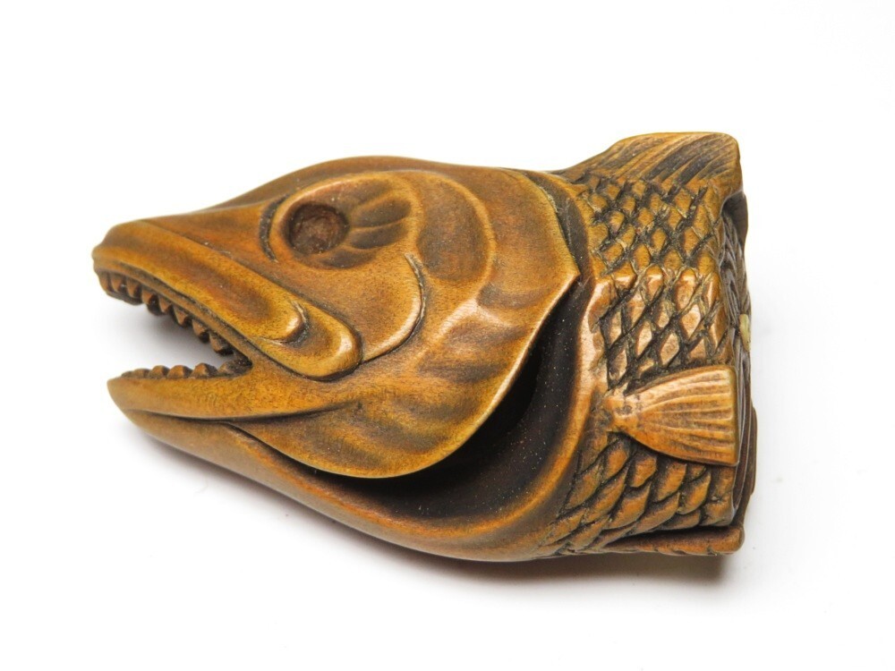 [11380] Meiji период . предмет из дерева лосось netsuke ( первый товар * покупка товар )