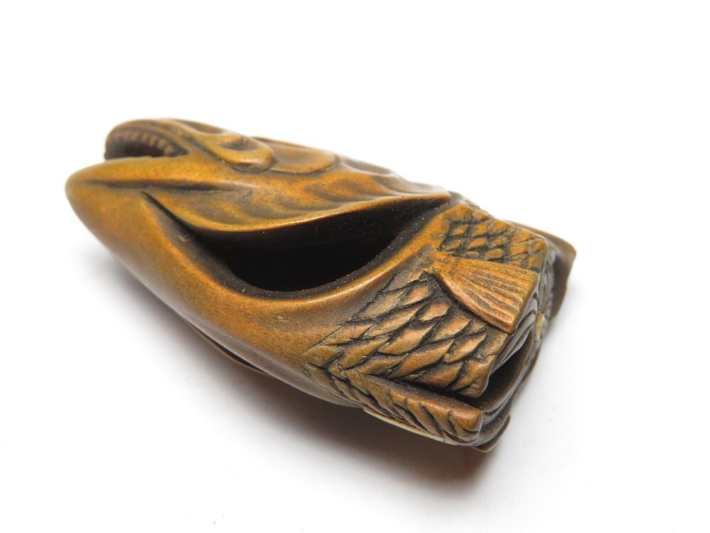 [11380] Meiji период . предмет из дерева лосось netsuke ( первый товар * покупка товар )