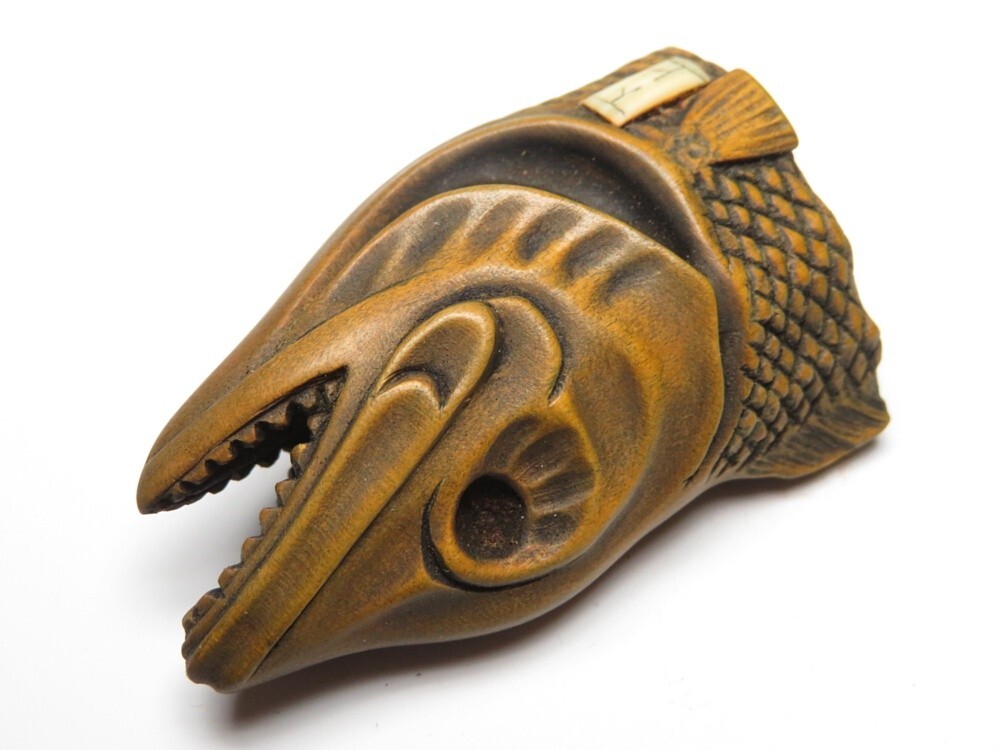 [11380] Meiji период . предмет из дерева лосось netsuke ( первый товар * покупка товар )