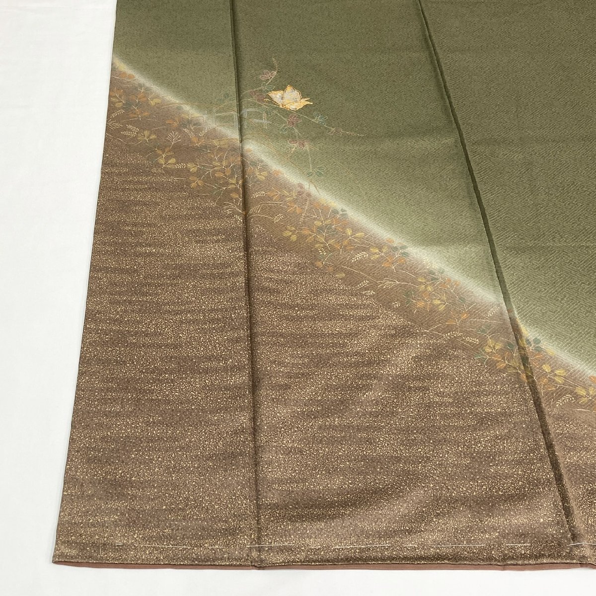 着物月花 金駒刺繍 金彩 花蝶文様 訪問着 未使用品 正絹 金糸 一つ紋 ki5514_画像2