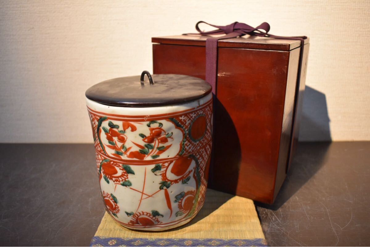 呉須赤絵 蝶々紋茶入 明時代 呉洲茶入 茶道具 中国古玩 中国美術 GE】Z179【コレクター所蔵品】時代 呉須赤絵水指/中国古玩 中国