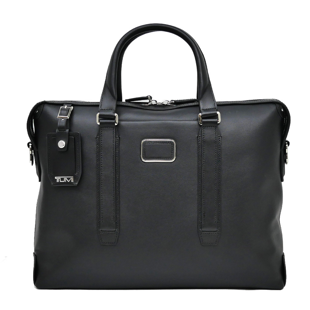 【名東】トゥミ JARVIS スリム・ブリーフ 0982415 ブラック 黒 レザー ビジネスバッグ ストラップ付 メンズ 新品同様_画像1