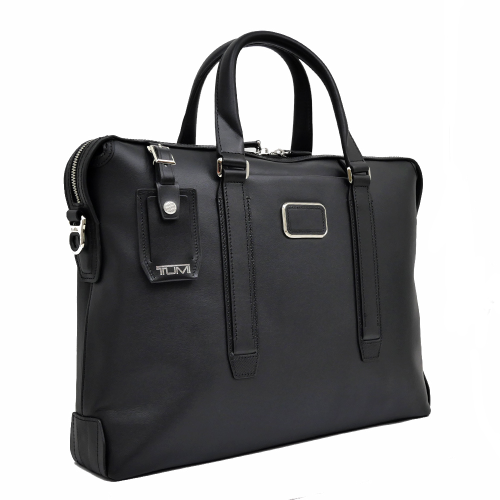 【名東】トゥミ JARVIS スリム・ブリーフ 0982415 ブラック 黒 レザー ビジネスバッグ ストラップ付 メンズ 新品同様_画像2