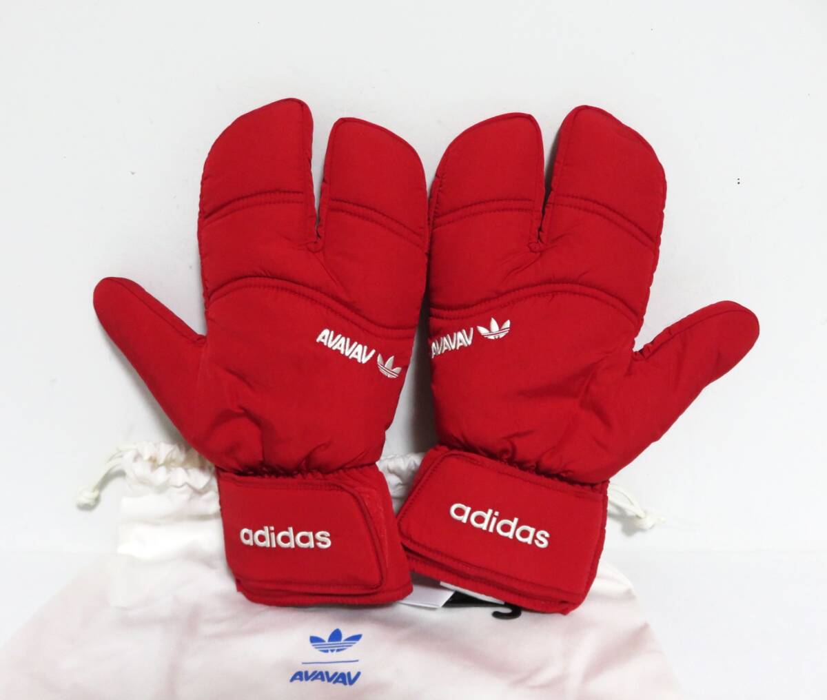送料無料 新品 adidas Originals by AVAVAV 3本指 グローブ レッド S アディダス オリジナルス アヴァヴァヴ 中綿 手袋 JM0443_画像4