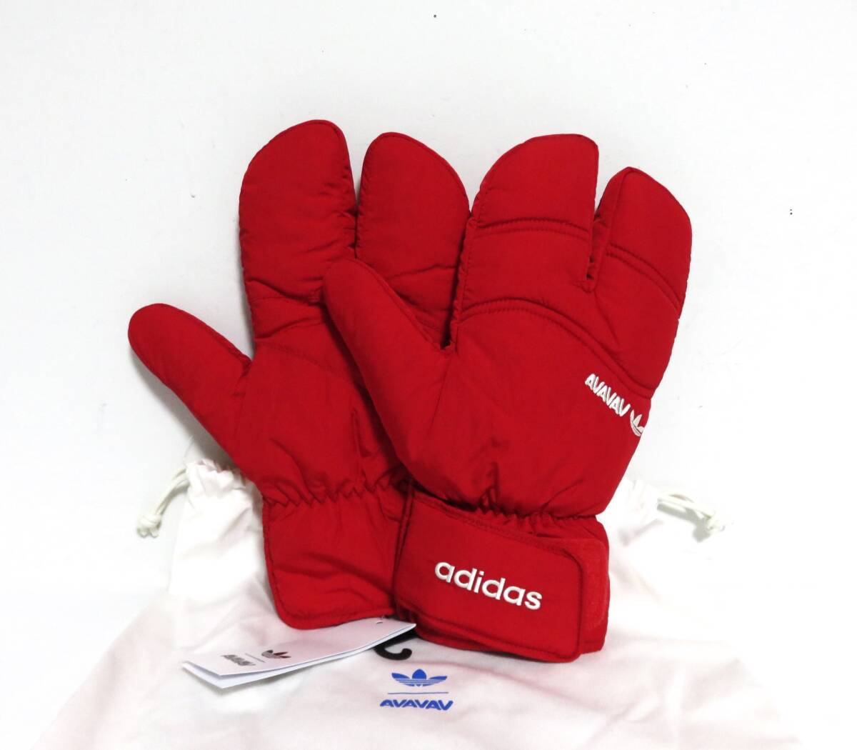 送料無料 新品 adidas Originals by AVAVAV 3本指 グローブ レッド S アディダス オリジナルス アヴァヴァヴ 中綿 手袋 JM0443_画像1