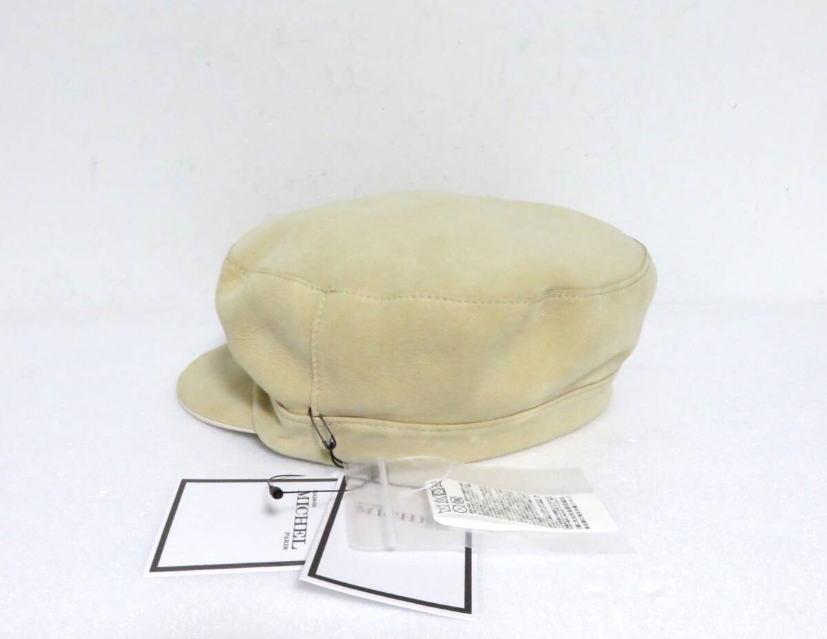 бесплатная доставка новый товар MAISON MICHEL NEW ABBY HAT M бежевый Италия производства mezzo mi ракушка a Be двусторонний кожа замша шляпа колпак
