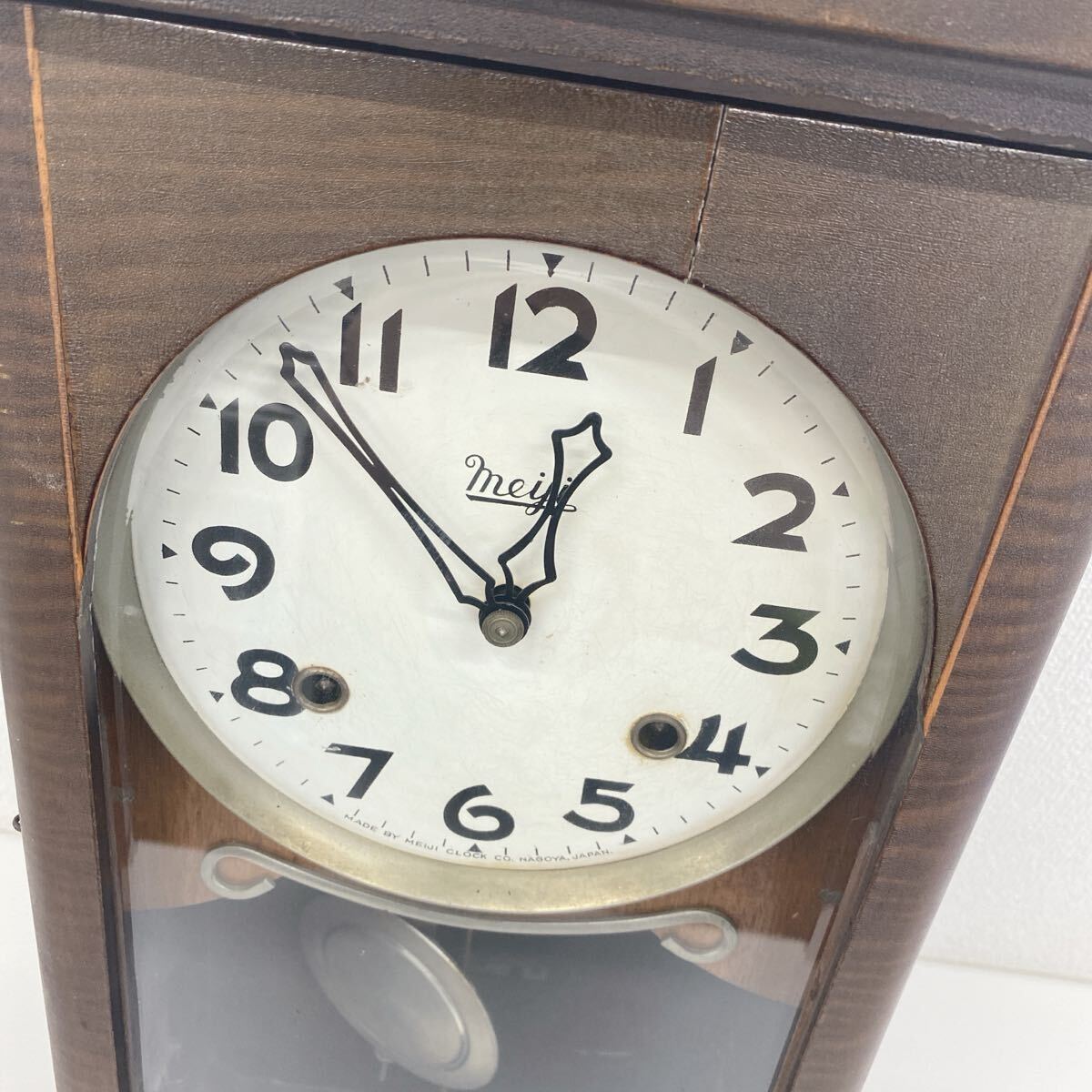 ※潤※【昭和レトロ 美品 動作確認済み】明治時計 meiji ゼンマイ式 明治時計 meiji ゼンマイ式 昭和レトロ 置き時計 動作確認済み