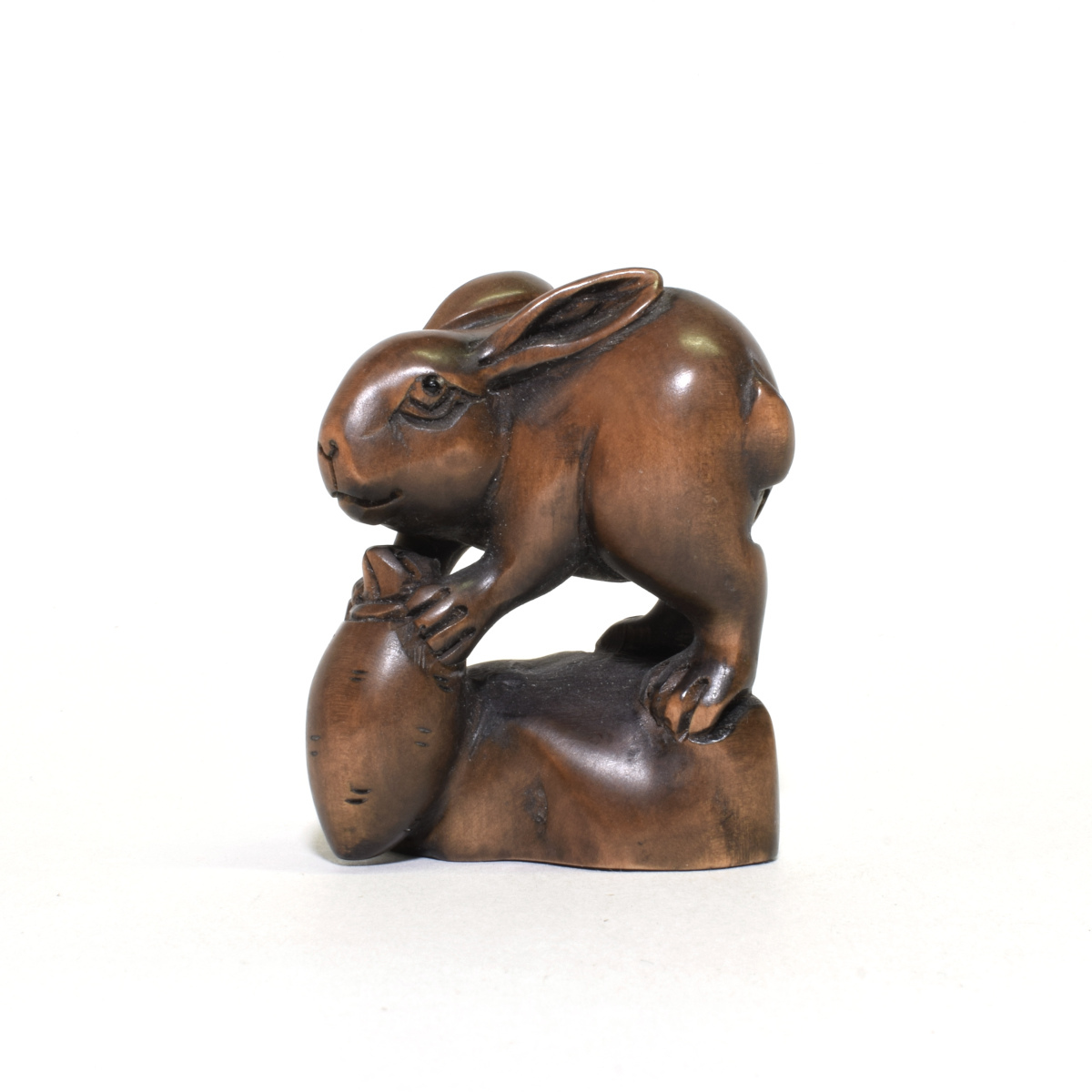  netsuke Самшит мелколистный . желтый . деликатный скульптура из дерева заяц [b16-30]