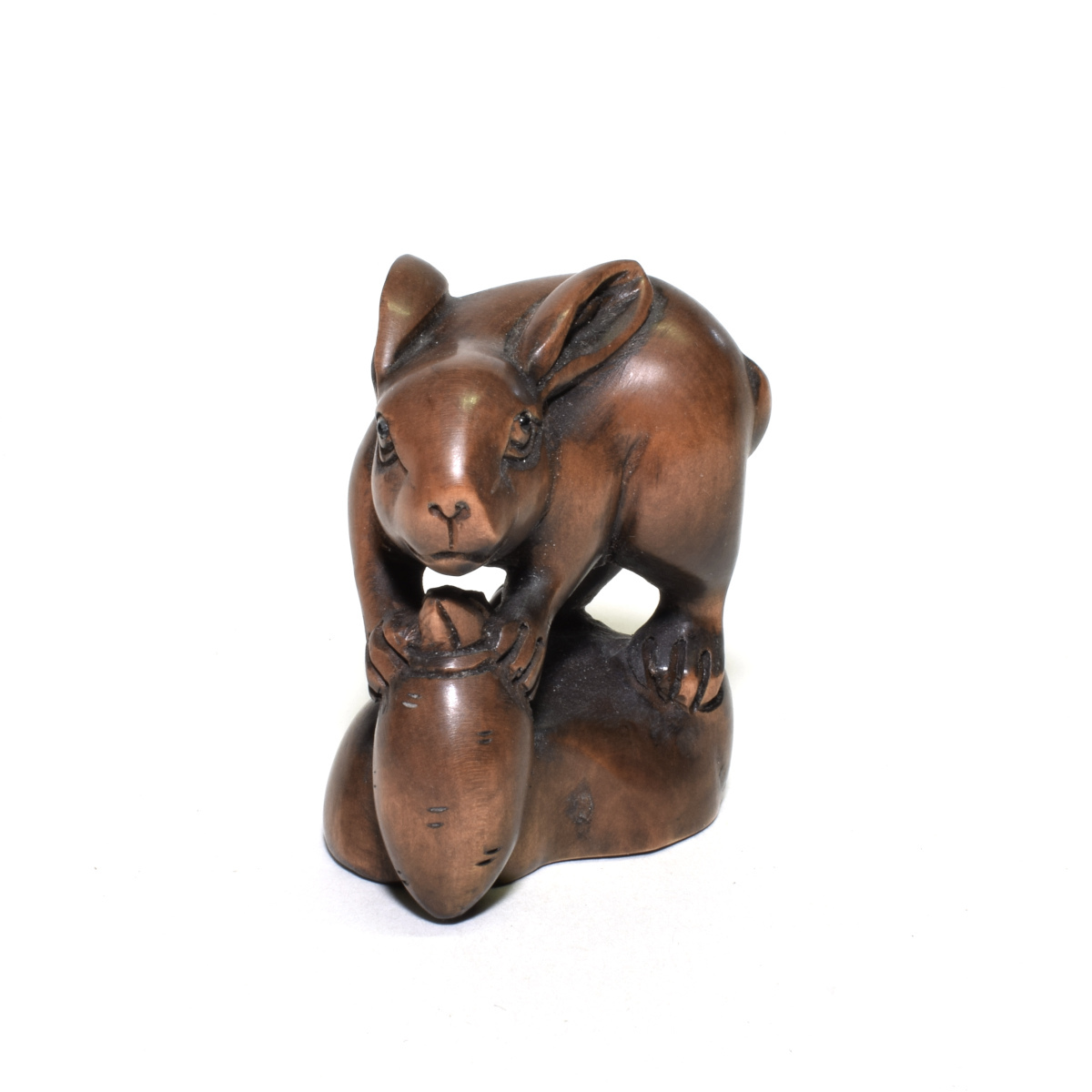  netsuke Самшит мелколистный . желтый . деликатный скульптура из дерева заяц [b16-30]