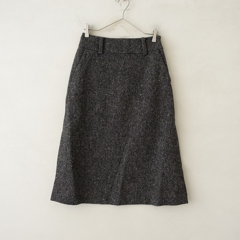 【定価4.7万】マーガレットハウエル MARGARET HOWELL *ウールツイードAラインスカート*2チャコールグレー杢(sk2-2508-100)【72H52】_画像1