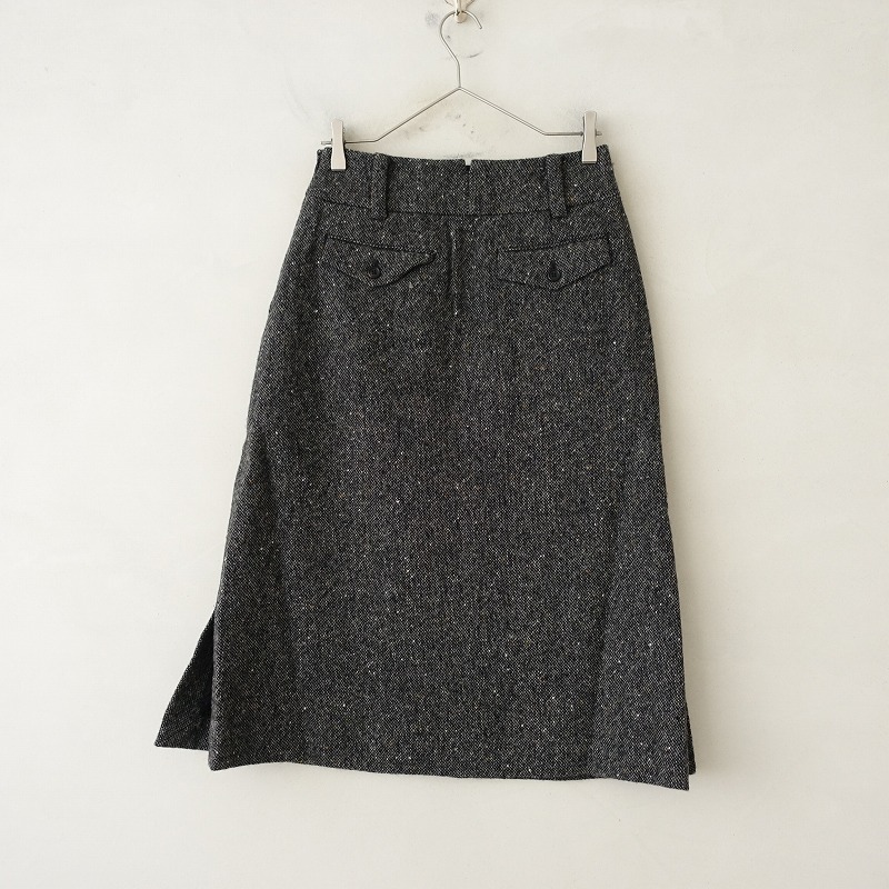 【定価4.7万】マーガレットハウエル MARGARET HOWELL *ウールツイードAラインスカート*2チャコールグレー杢(sk2-2508-100)【72H52】_画像2