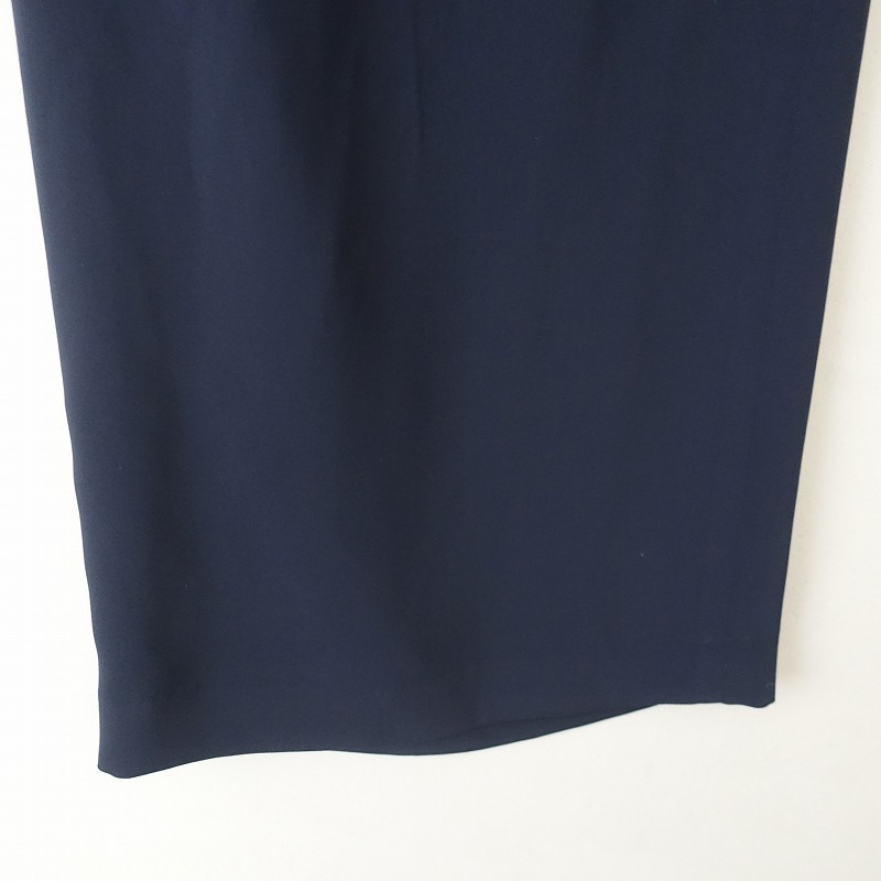 組曲 KUMIKYOKU *タック入りワイドパンツ*5ボトムス紺ネイビーとろみベルト付き大きいサイズ(1-2508-77)【92H52】