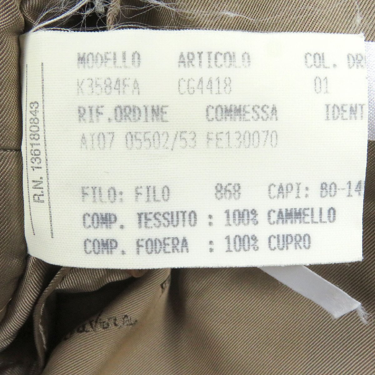  хорошая вещь *Salvatore Ferragamo Salvatore Ferragamo Camel 100% длинный длина Пальто Честерфилд Camel 52 Италия производства стандартный товар мужской 