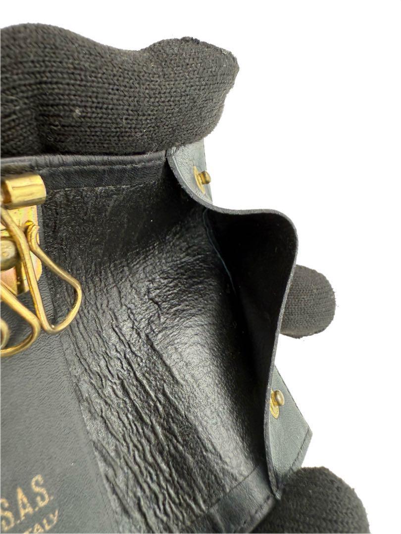  редкий FENDI Old Fendi 6 полосный чехол для ключей чёрная кожа взрослый чёрная кожа Rome Италия бизнес 183-80057 мужской взрослый ikeoji