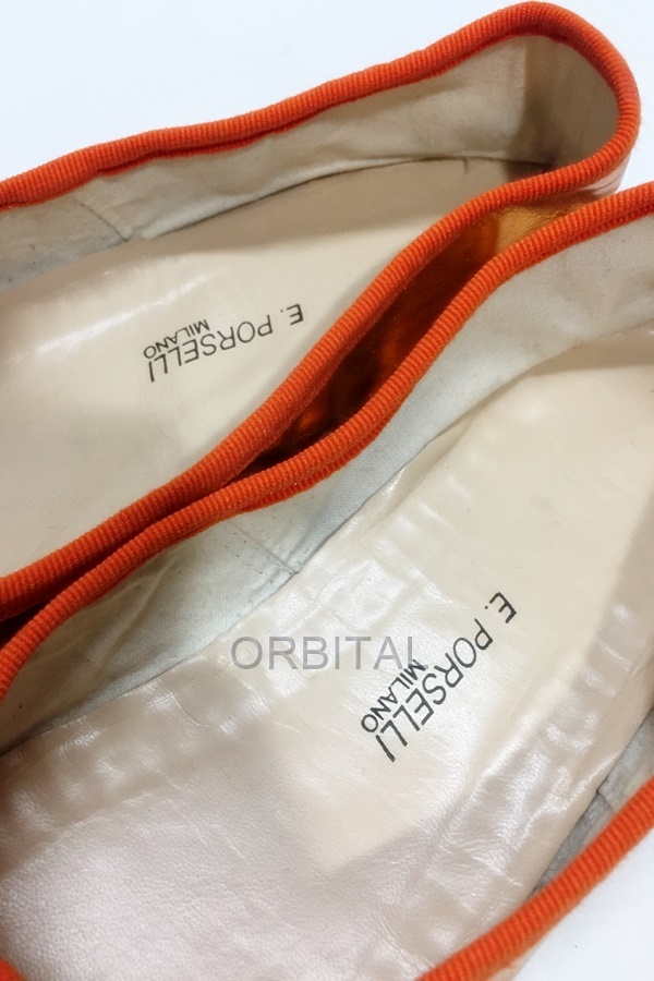 代官山)PORSELLI ポルセリ バレエシューズ レザー メタリックオレンジ フラット パンプス サイズ36 22.5～23cm_画像6