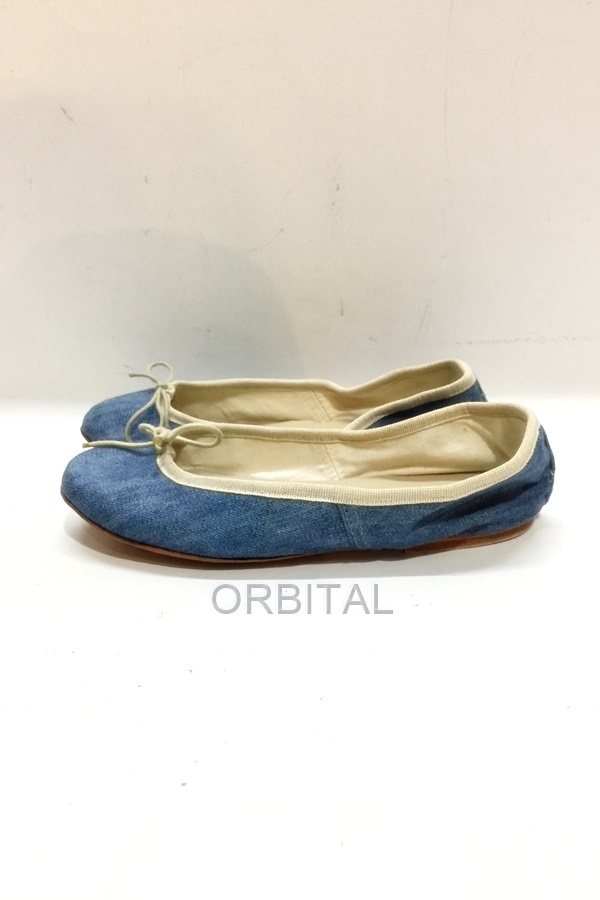 代官山)PORSELLI ポルセリ バレエシューズ デニム ライトブルー フラット パンプス サイズ35 22.5~23cm_画像4