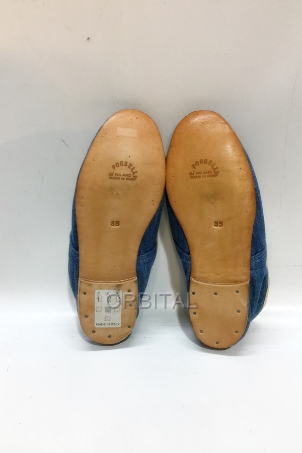 代官山)PORSELLI ポルセリ バレエシューズ デニム ライトブルー フラット パンプス サイズ35 22.5~23cm_画像7