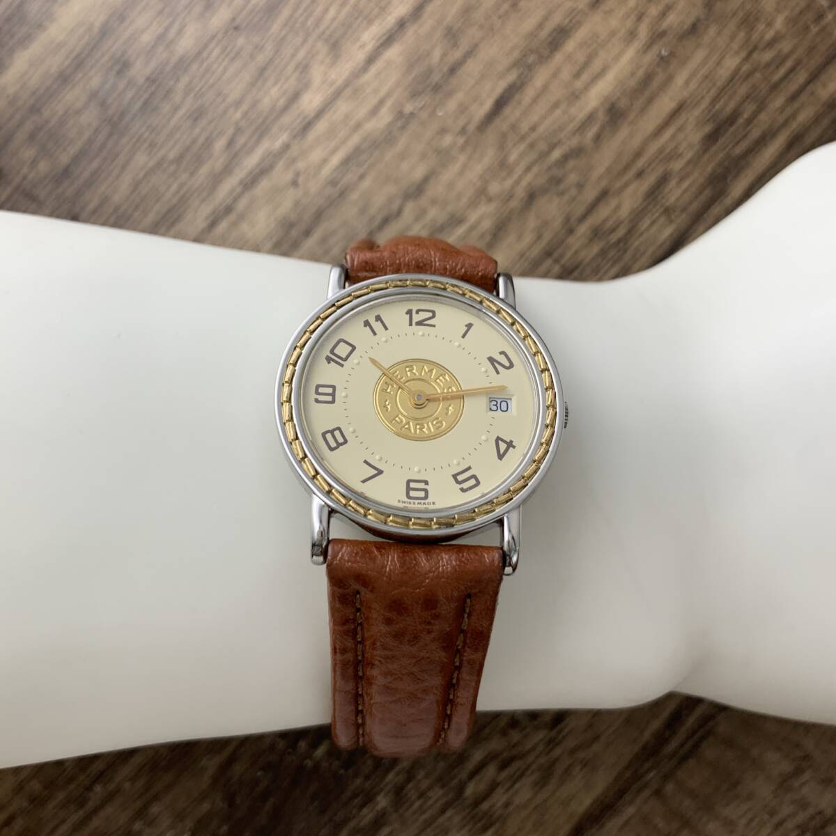 最終値下げ★HERMES エルメス セリエ W文字盤 メンズ 腕時計☆稼動品 HERMES/エルメス セリエ メンズ腕時計 クオーツ シルバー
