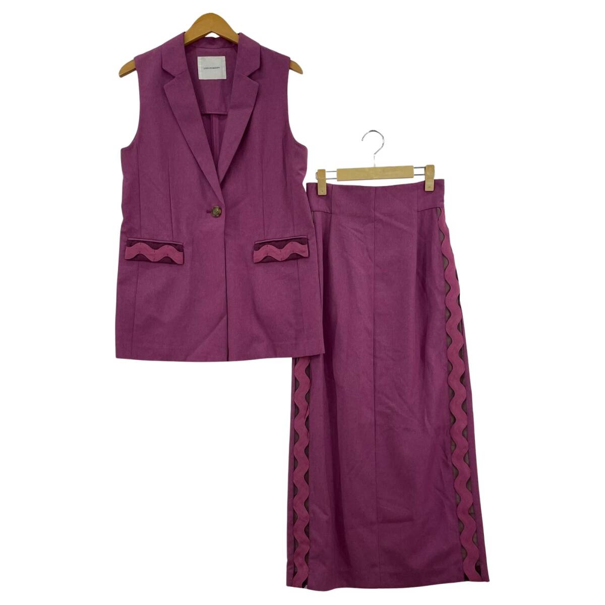 LAGUNAMOON ラグナムーン ジレベスト セットアップ (スカート) size上F下M/ピンクパープル系_画像1