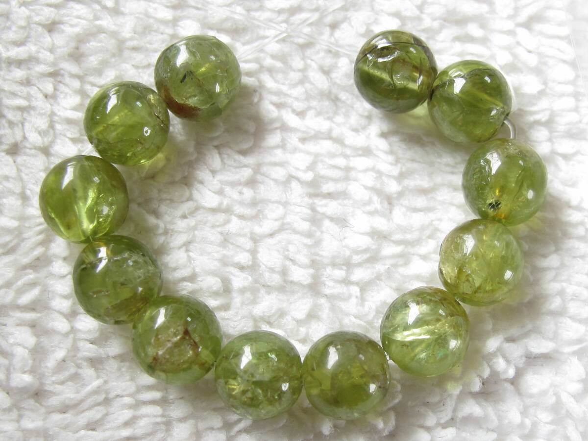 ◯送料無料★天然石&ペリドット▲丸玉！6mm！12粒 不良あり　処分_画像1