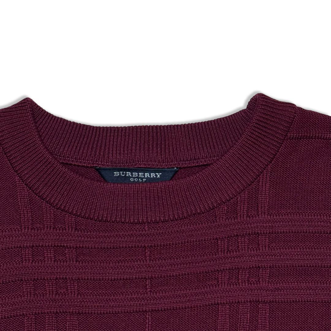 BURBERRY ウール混紡 セーター L 赤・黒 バーバリー ニット セーター ウール100% 長袖 トップス サイズ