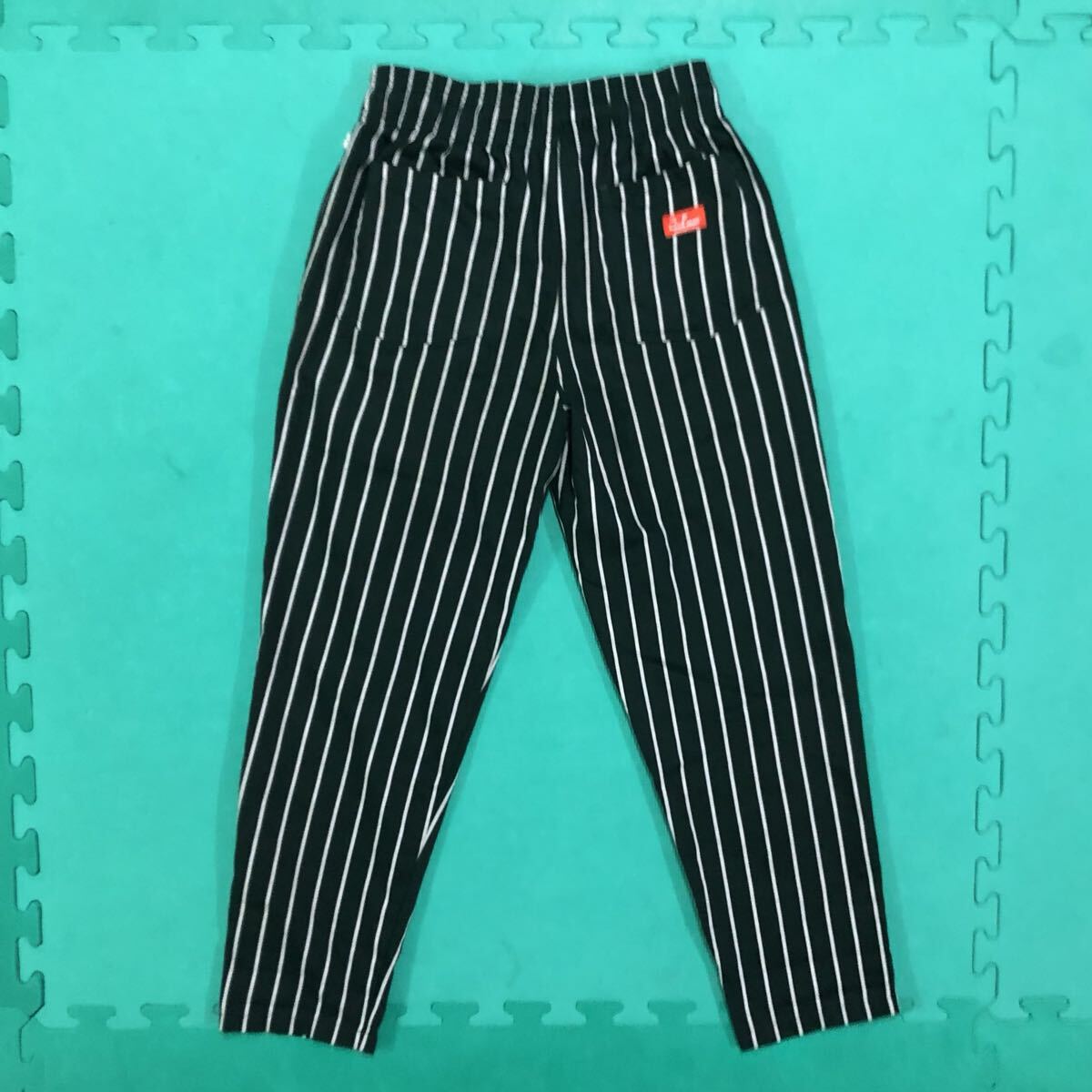 送料込 Cookman シェフパンツ Mサイズ ストライプ グリーン USED クックマン イージーパンツ コックパンツ 緑 男女兼用 アメカジ 古着_画像2